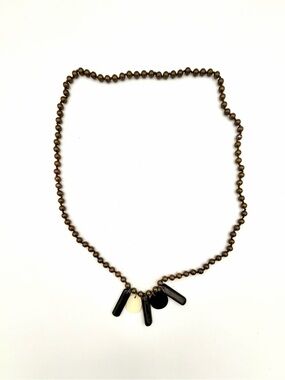 Nordstrom Black and Cream Beaded Pendant Necklace